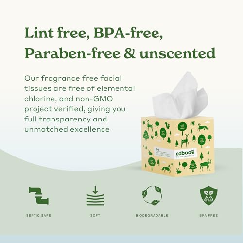 Caboo Tree Free Facial Tissue Paper, Tissue Box with 60 Sheets Per Cube, Total of 6 Cubes, 360 Total Tissues - Image 3