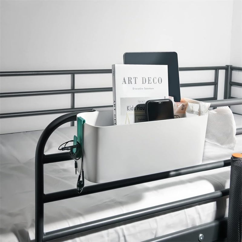 Luckam 2 Pack Bedside Caddy Organizer, Plastic Bed Shelf with Multi Storage Pockets and Hooks, Ideal for Dorms, Kids Loft Beds, RVs, Bathrooms, and College Students - Image 4