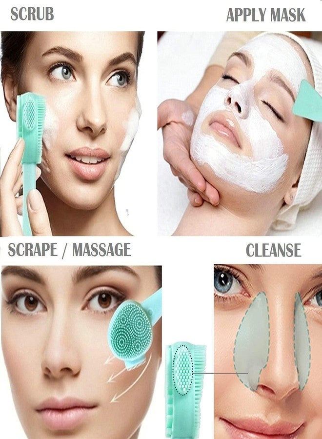 JAPTI JAPATI Multipurpose Silicone Face Scrubber brush,2 in 1 Facial Cleansing Brush,Handheld Face Wash Brush for Pore Cleansing,Gentle Exfoliating,Removing Blackhead Brush DIY mask (1 pcs/multi-color) - Image 5