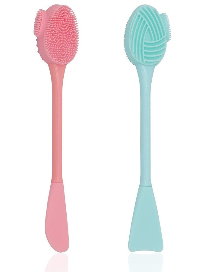JAPTI JAPATI Multipurpose Silicone Face Scrubber brush,2 in 1 Facial Cleansing Brush,Handheld Face Wash Brush for Pore Cleansing,Gentle Exfoliating,Removing Blackhead Brush DIY mask (1 pcs/multi-color) - Image 2