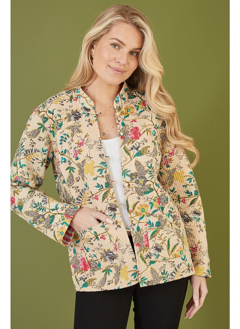 Yumi - Floral Print Reversible Cotton Quilted Jacket - Image 1