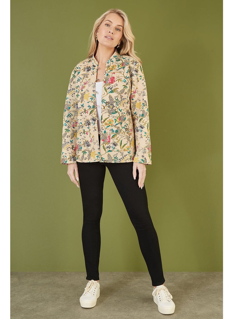 Yumi - Floral Print Reversible Cotton Quilted Jacket - Image 1