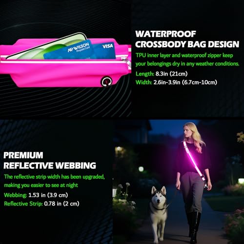Hoeraonr LED Reflective Sash Gear for Walking at Night,Reflective Belt Safety Lights,Lights for Night Dog Walking,High Visibility Type-C Rechargeable Light Up Running Gear for Runners Walkers Men Women - Image 4