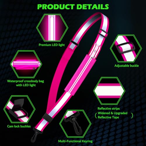 Hoeraonr LED Reflective Sash Gear for Walking at Night,Reflective Belt Safety Lights,Lights for Night Dog Walking,High Visibility Type-C Rechargeable Light Up Running Gear for Runners Walkers Men Women - Image 3