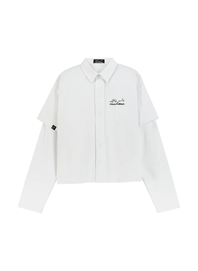 Prince Politique Double Sleeve Distressed Cotton Shirt