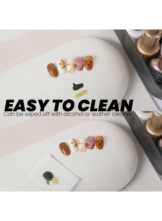 SYOSI Nail Arm Rest Pillow, PU Leather Hand Rest, Manicure Hand Cushion with Anti-Slip Base, Soft Leather Surface for Nails Tech, Portable Design, No Stand Needed (Grey, 39cm×11.5cm×4cm) - Image 3