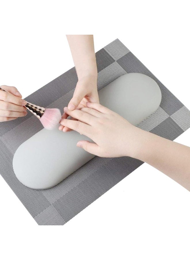 SYOSI Nail Arm Rest Pillow, PU Leather Hand Rest, Manicure Hand Cushion with Anti-Slip Base, Soft Leather Surface for Nails Tech, Portable Design, No Stand Needed (Grey, 39cm×11.5cm×4cm) - Image 1