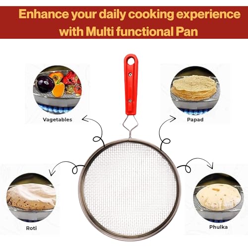 Tudoccy MAGRIDO Fulka Grill Pan Roti Maker | Papad Maker | Stainless Steel Papad Roaster & Non-Stick Grill Pan | Pulka Grill Tawa for Gas Stove Cooking | Home Kitchen Essential Cookware - Image 5