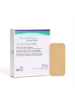 convatec DuoDERM Extra Thin 2" x 4" CGF Sterile Self-Adhesive Hydrocolloid Dressing, Low Friction, Flexible, Latex-Free, Waterproof, 20ct (Pack of 1)  - Image 1