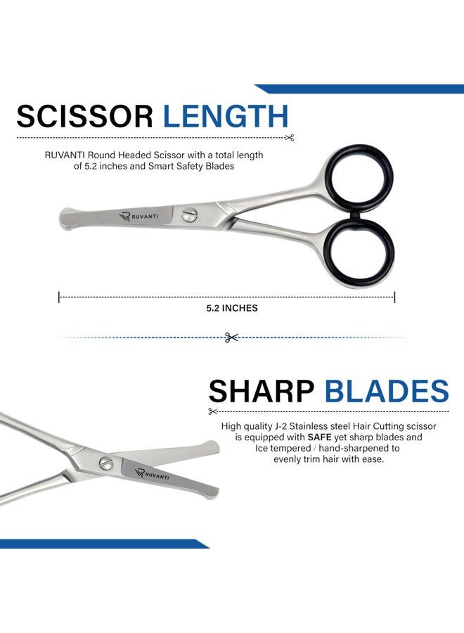 Ruvanti (Safety Scissor) - Ruvanti Round Headed Nose Hair Scissors/Safety Scissors for Kids and Infants -Premium Stainless Steel Baby Scissors/Baby Nail Scissors.Facial Hair Scissors/Beard Trimming Scissor/Mo - Image 3
