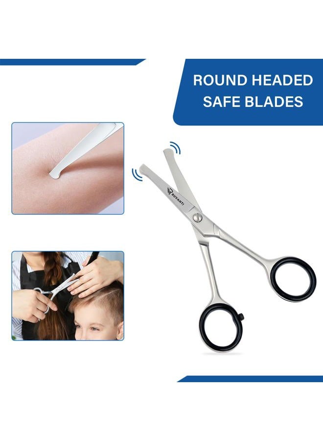 Ruvanti (Safety Scissor) - Ruvanti Round Headed Nose Hair Scissors/Safety Scissors for Kids and Infants -Premium Stainless Steel Baby Scissors/Baby Nail Scissors.Facial Hair Scissors/Beard Trimming Scissor/Mo - Image 5
