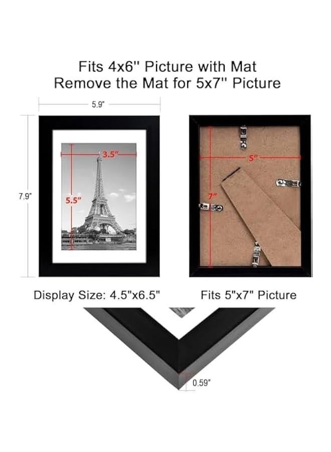 Bukela 8x10 inch Picture Frame Set of 5, Display Pictures 5x7 With Mat or 8x10 Without Mat, Wall Gallery Photo Frames for Rustic Home Decor(Black, 8 x 10 inch) - Image 3