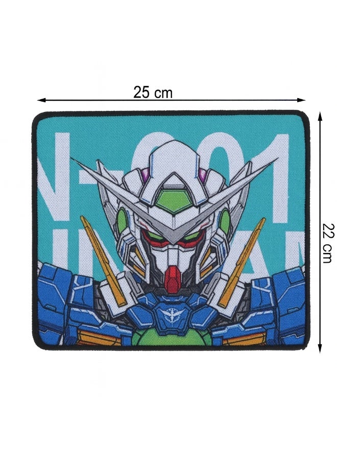 Mousepad Gundam Exia Stitched Edge 25×22cm, Non-Slip Rubber Base, Premium-Textured and Waterproof Mousepad for Computers, Laptop, Office and Home - Image 1