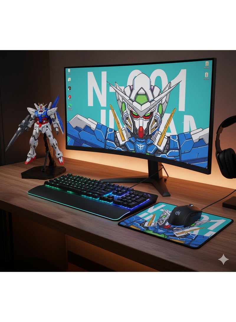 Mousepad Gundam Exia Stitched Edge 25×22cm, Non-Slip Rubber Base, Premium-Textured and Waterproof Mousepad for Computers, Laptop, Office and Home - Image 2