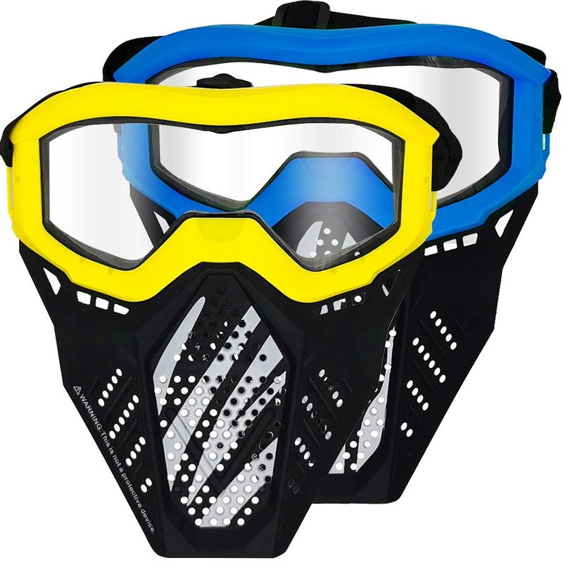 Surper 2 Pack Tactical Toy Mask Compatible with Toy Gun Party for Apollo Zeus Khaos Atlas Artemis Blasters Rival Toy Mask YellowBlue - Image 2