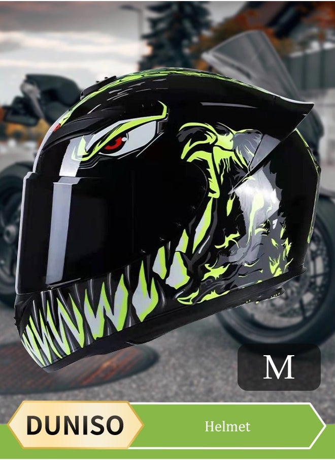 DUNISO Full face motorcycle helmet, lightweight and crash resistant motorcycle helmet, cool racing helmet for all seasons, with breathable lining, suitable for both men and women(M)  - Image 1