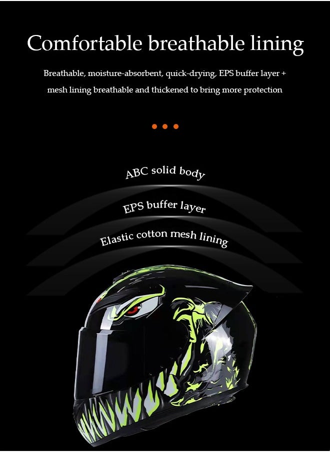 DUNISO Full face motorcycle helmet, lightweight and crash resistant motorcycle helmet, cool racing helmet for all seasons, with breathable lining, suitable for both men and women(M)  - Image 5