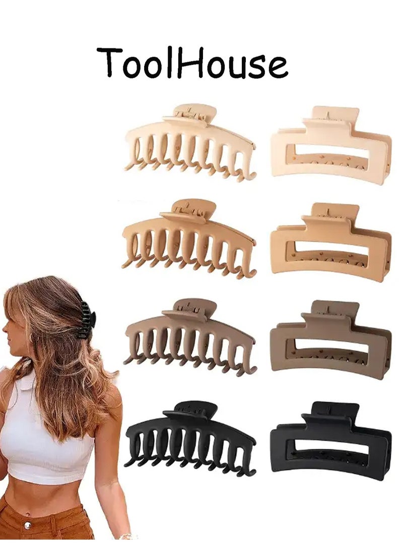 ToolHouse - 8 Pack Hair Clip Large Hair Claw Clips for Thin Thick Curly Hair, Strong Hold Jaw Clips - Image 1