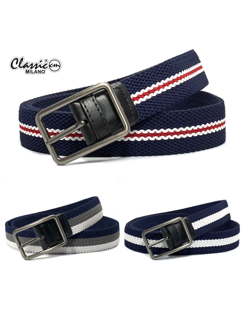 Classic Milano® Braided Canvas Woven Elastic Stretch Belt for Men/Women/Junior with Multicolored Belt men Enclosed in an Elegant Gift Box by Milano Leather - Image 1