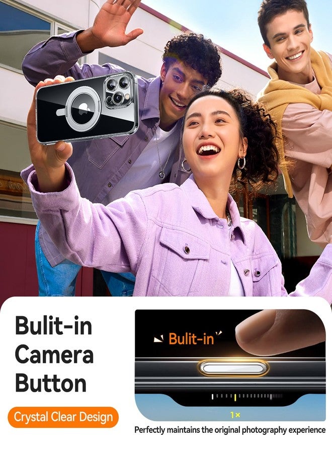 كانشن جراب CANSHN دوار 360 درجة مغناطيسي لهاتف iPhone 16 Pro Max مع التحكم في الكاميرا [حماية كاملة للكاميرا] [متوافق مع Magsafe] غطاء هاتف واقي مقاوم للصدمات غير مصفر مقاس 6.9 بوصة - شفاف - Image 4