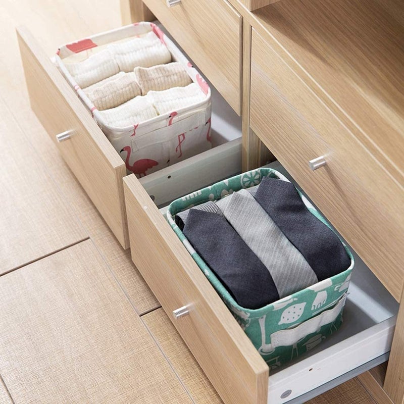 2V BROTHERS 2V BROTHERS Canvas Storage Basket Bins Home Decor Organizers Bag for Adult Makeup Baby Toys Liners Books Pack of 3 Rendom print  - Image 3
