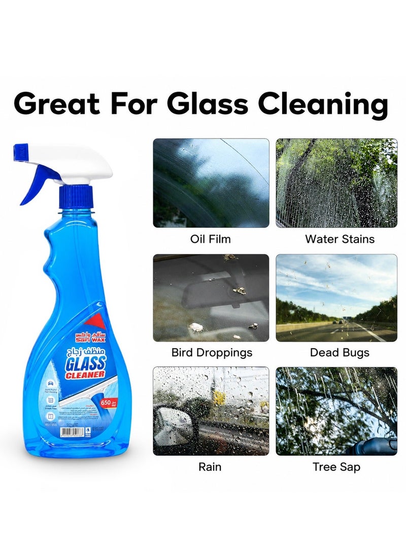 Safi Wax Glass Cleaner Spray 650ml 2PCS Streak Free Window Cleaner for Car Windshield Side Windows Mirrors Glass Doors Shower Screens Home Office Removes Dirt Dust Fingerprints Oil Film Water Spots Bug Residue Crystal Clear Shine Fast Drying - Image 5