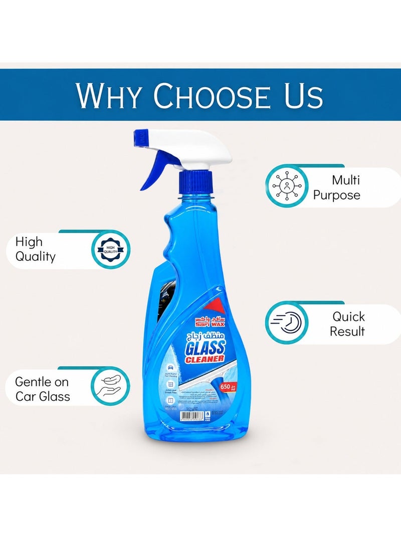 Safi Wax Glass Cleaner Spray 650ml 2PCS Streak Free Window Cleaner for Car Windshield Side Windows Mirrors Glass Doors Shower Screens Home Office Removes Dirt Dust Fingerprints Oil Film Water Spots Bug Residue Crystal Clear Shine Fast Drying - Image 3