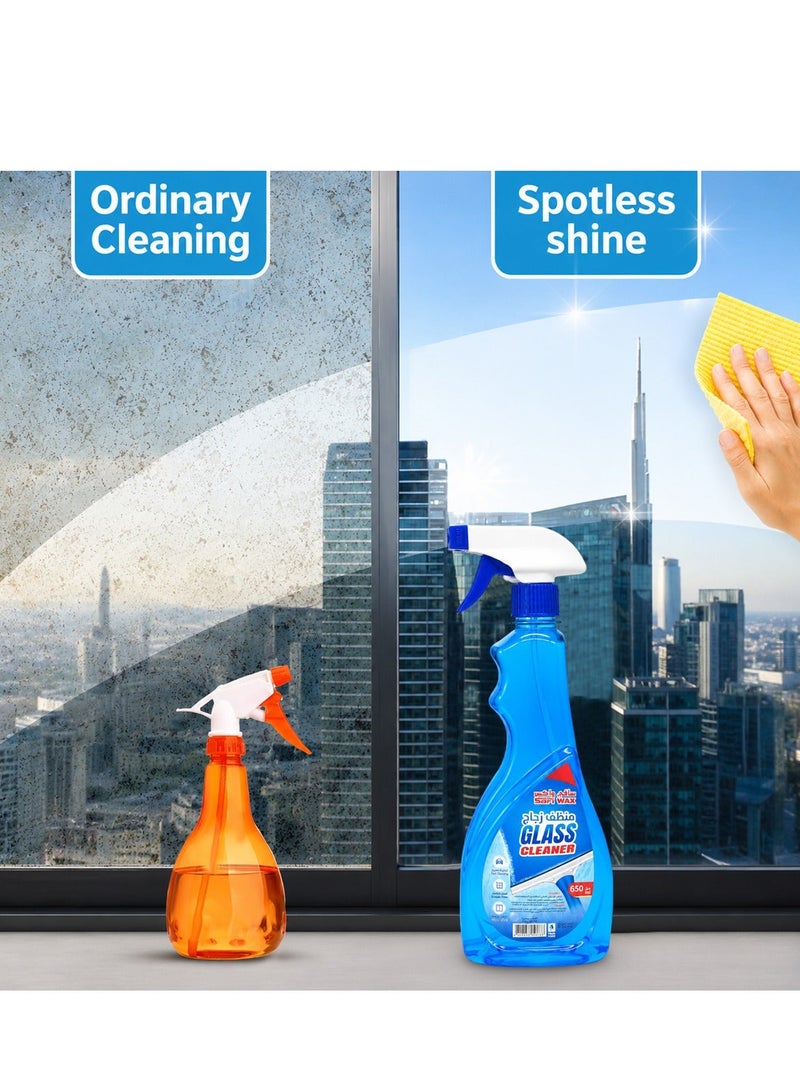 Safi Wax Glass Cleaner Spray 650ml 2PCS Streak Free Window Cleaner for Car Windshield Side Windows Mirrors Glass Doors Shower Screens Home Office Removes Dirt Dust Fingerprints Oil Film Water Spots Bug Residue Crystal Clear Shine Fast Drying - Image 4