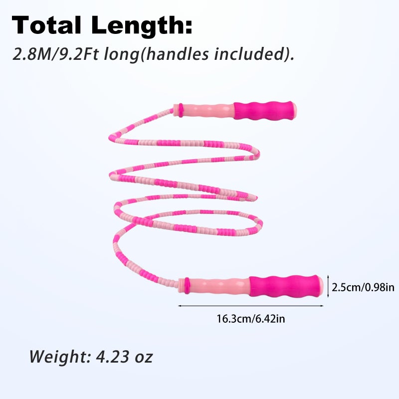 BIRDDIE Soft Beaded Jump Ropes, Adjustable Length Skipping Rope, Tangle Free Segmented Jumping Rope for Kids and Adults Exercise, Fitness 9.2 Ft (3Pack) - Image 3