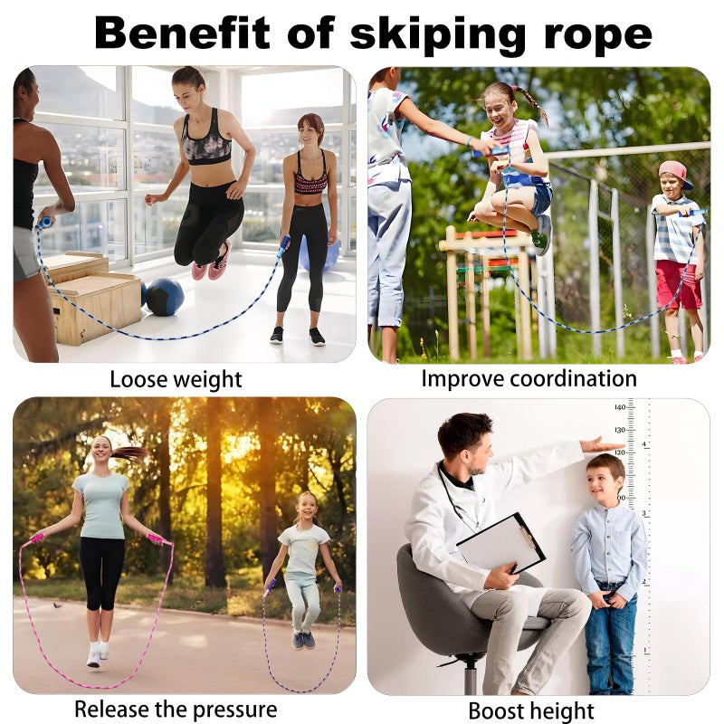 BIRDDIE Soft Beaded Jump Ropes, Adjustable Length Skipping Rope, Tangle Free Segmented Jumping Rope for Kids and Adults Exercise, Fitness 9.2 Ft (3Pack) - Image 5