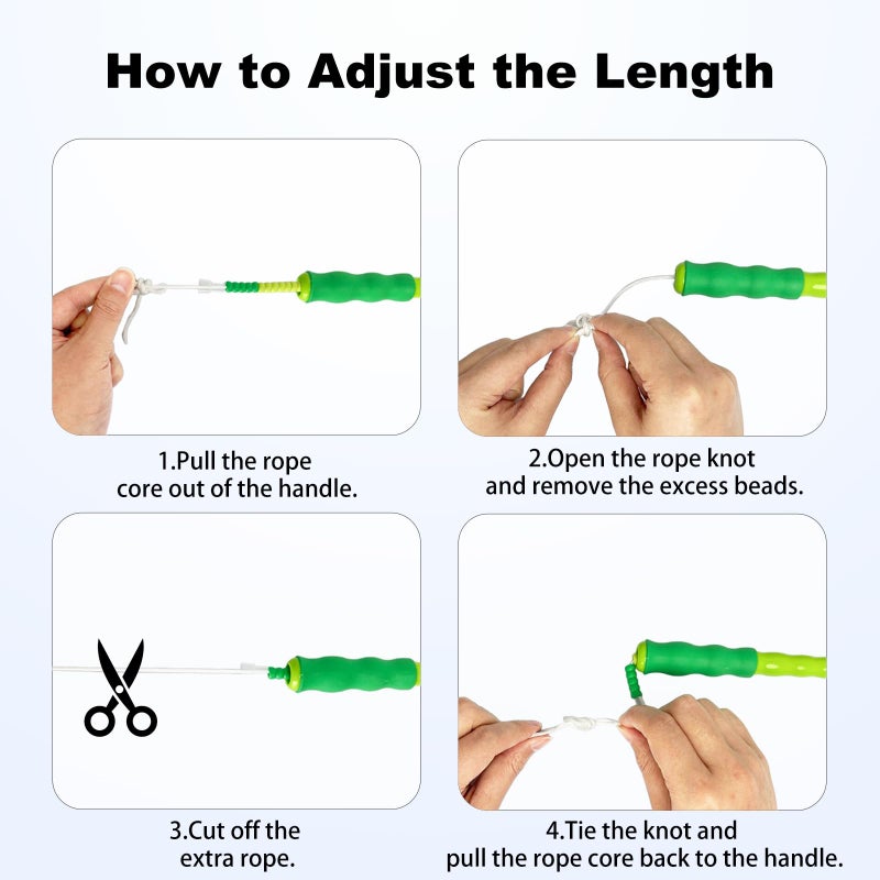 BIRDDIE Soft Beaded Jump Ropes, Adjustable Length Skipping Rope, Tangle Free Segmented Jumping Rope for Kids and Adults Exercise, Fitness 9.2 Ft (3Pack) - Image 4