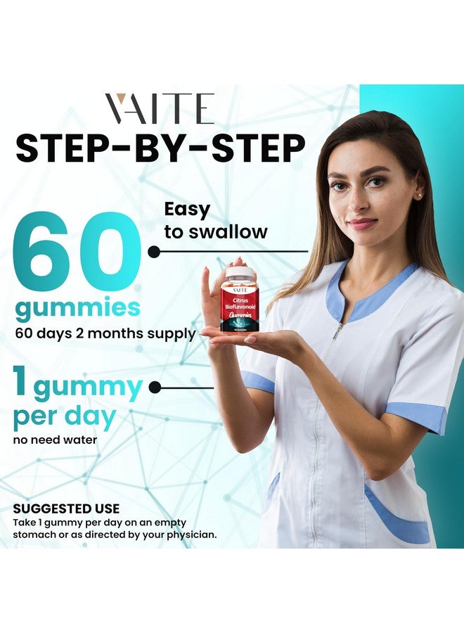 VAITE مكمل مركب البيوفلافونويد الحمضي 1000 ملغ - مضاد للأكسدة وحلويات العافية مع البيوفلافونويد النباتي - خالي من السكر، صيغة قابلة للمضغ، غير معدلة وراثيًا، خالية من الجلوتين، خالية من الصويا - 60 مضغ نباتي - Image 4