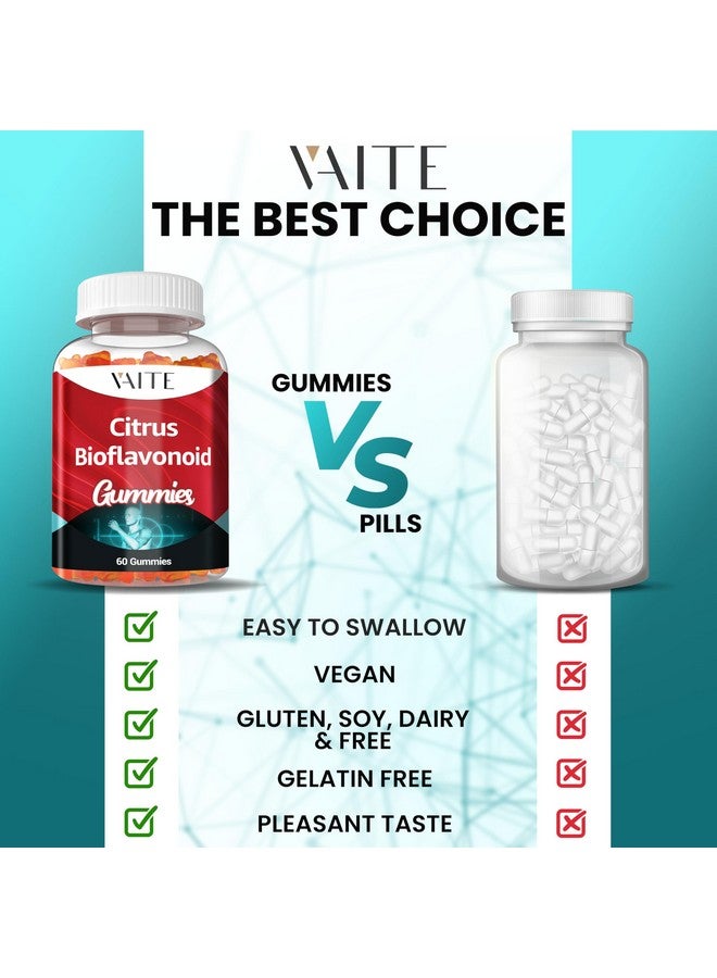 VAITE مكمل مركب البيوفلافونويد الحمضي 1000 ملغ - مضاد للأكسدة وحلويات العافية مع البيوفلافونويد النباتي - خالي من السكر، صيغة قابلة للمضغ، غير معدلة وراثيًا، خالية من الجلوتين، خالية من الصويا - 60 مضغ نباتي - Image 5