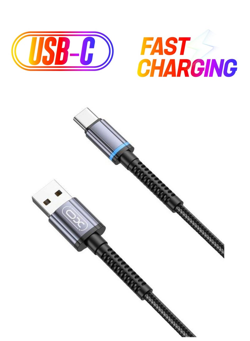 إكس أو INET محول ضوئي ذكي مضفر لكابل Lightning USB-A Type-C 1.0 متر 2.4A أسود - Image 1