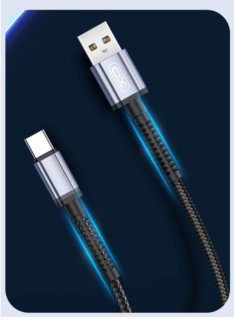 إكس أو INET محول ضوئي ذكي مضفر لكابل Lightning USB-A Type-C 1.0 متر 2.4A أسود - Image 2