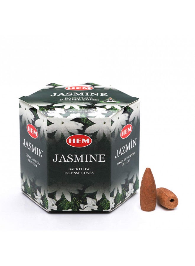 HEM HEM Jasmine Backflow Brown Incense Cones | Long Lasting Aroma for Positivity & Pure Air | Wood Powder | Aromatherapy for Stress Relief, Air Purifier & Cleansing | Gift Set - Pack of 40 Cones 