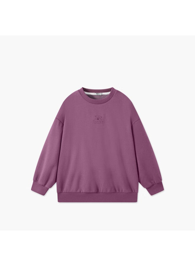 Mqd Boys' School-style Cartoon Top, Mid-length Pullover Hoodie, Gray-purple, Size 110 - Image 4