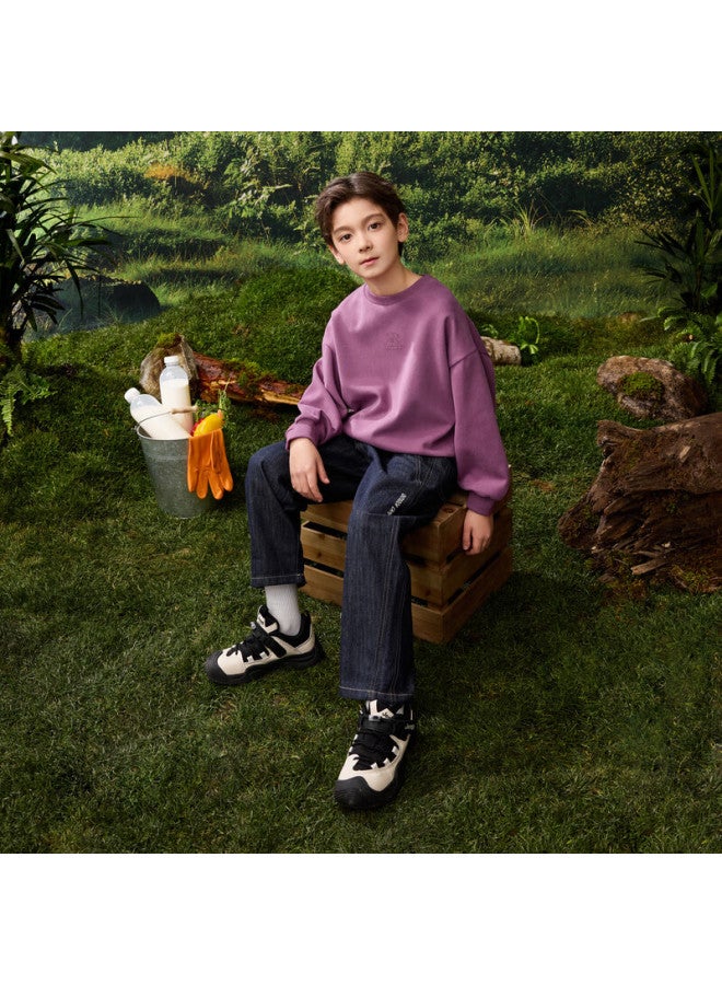 Mqd Boys' School-style Cartoon Top, Mid-length Pullover Hoodie, Gray-purple, Size 110 - Image 2