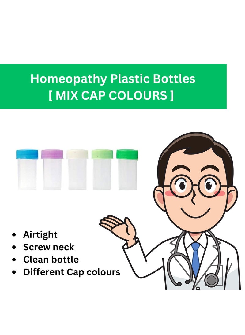 Generic - Homeo 3 Dram Empty Homeopathy Plastic Bottle, Multicolor Clear For Regular Use Leak Proof Pack Of 144 Clear (15 Ml) - Image 1