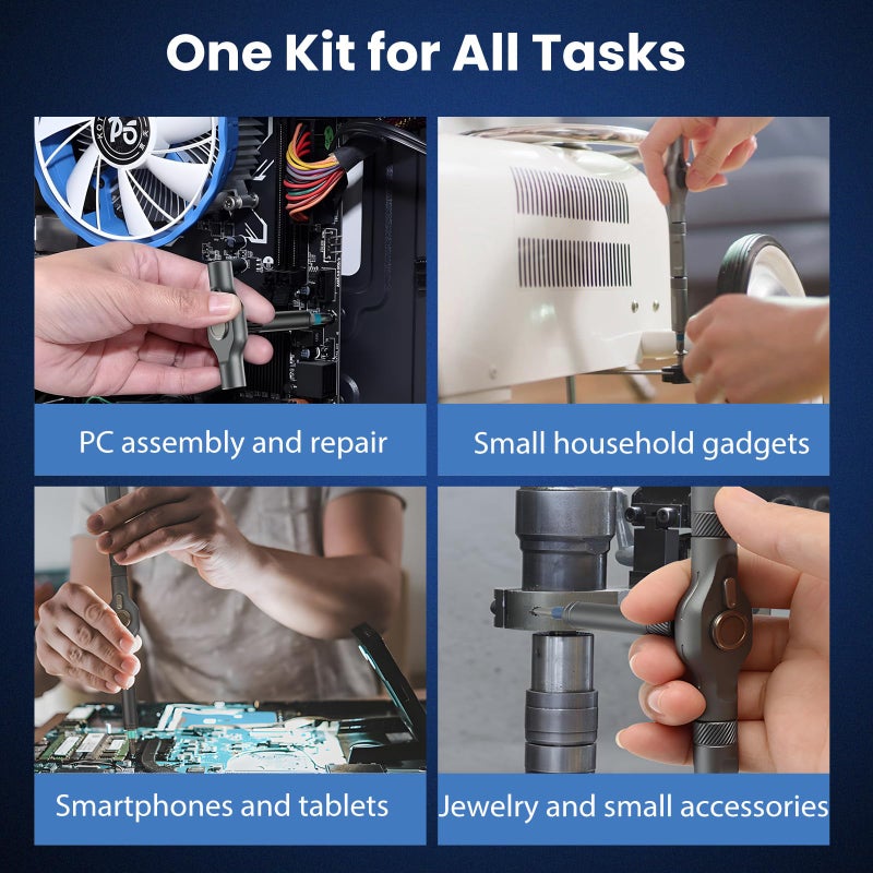 DikTalk 24-in-1 Magnetic Ratchet Multi-Bit Screwdriver Set with S2 Steel Bits, 6.2Â° Fine Ratchet Gear, Extended Lever Handle & Detachable Grip, Compact Tool Kit for Home Appliances, Small Furniture & Home DIY - Image 4