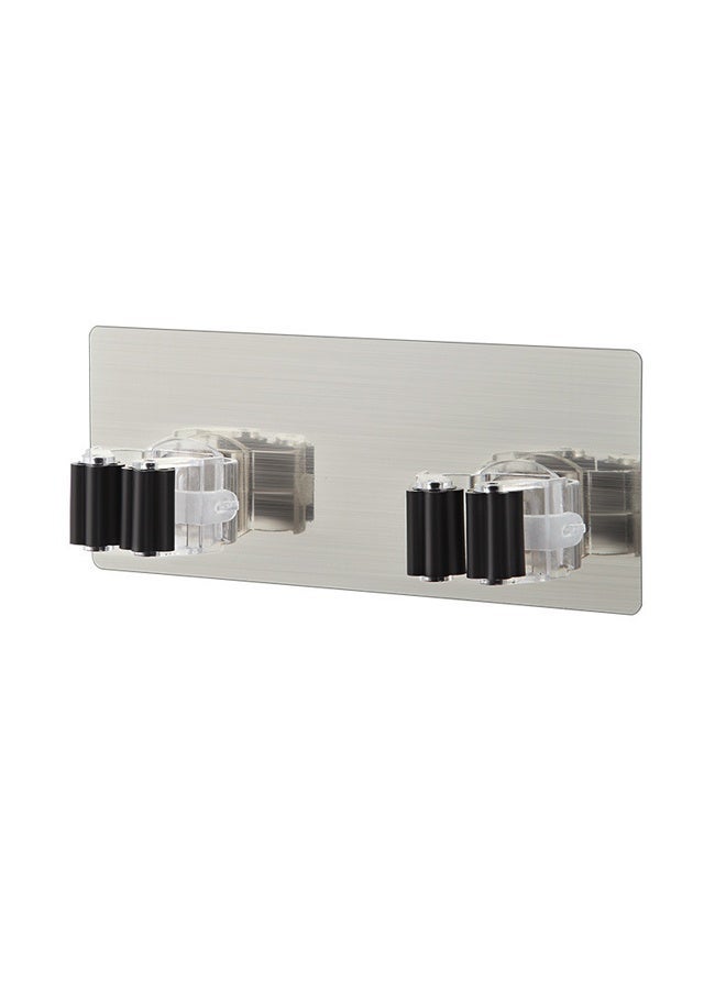 Seamless Mop Double Hook - No-Drill Adhesive Wall for Cleaning Tools Load-Bearing & Mark-Free Surface Easy Installation, Durable Stainless Steel Waterproof Design Kitchen, Bathroom, Garage - Image 1