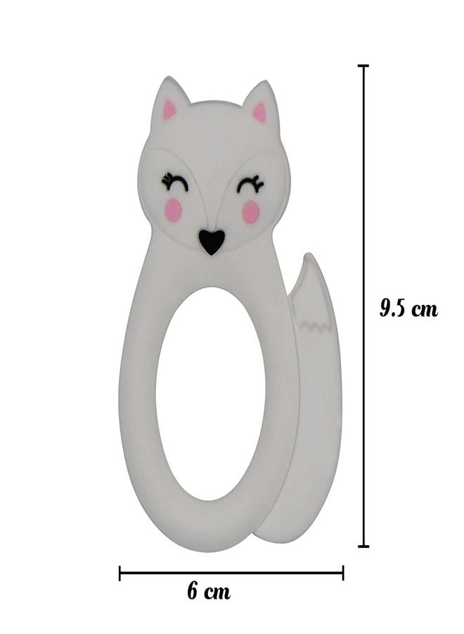 GUCHIGU Teethers for Babies | BPA Free Silicone Soft Baby Toys | Fox Shaped Baby Gum Molar Chew Toy Releive Long Tooth Pain | Toodle Teething Pacifier BT2044B (6-12 Months, White) - Image 4