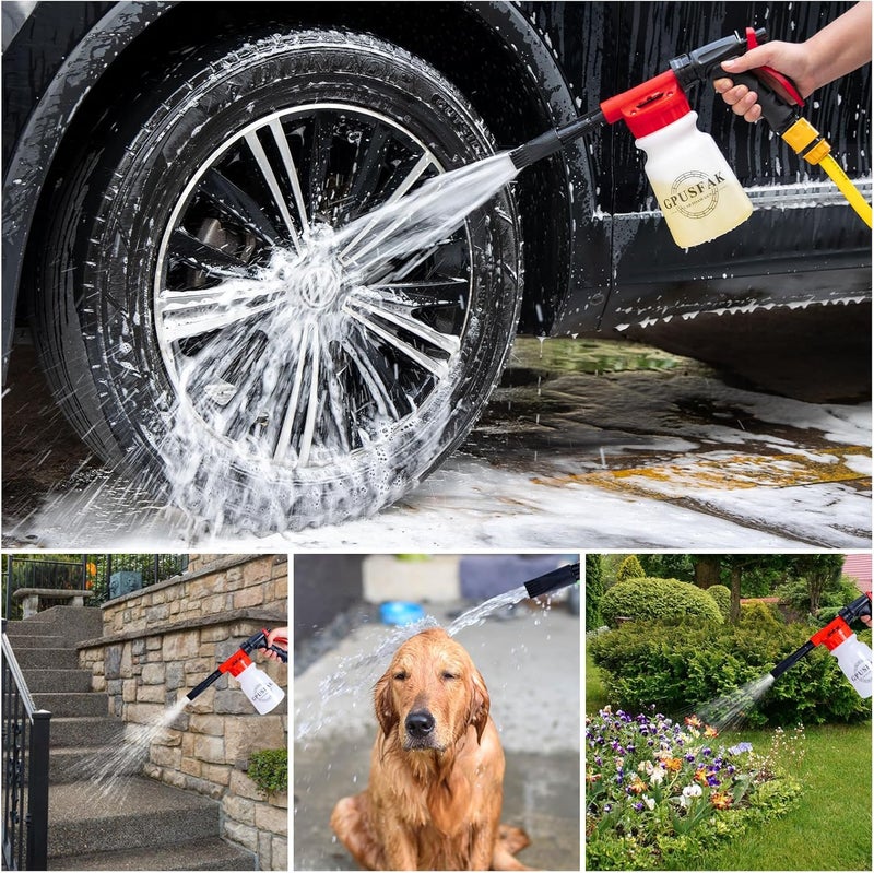 GPUSFAK 26Pcs Car Wash Cleaning Kit with Foam Gun Sprayer Detailing Brushes Window Water Scraper Tire Brush Towels Complete Interior Exterior Detailing Set for Car - Image 3