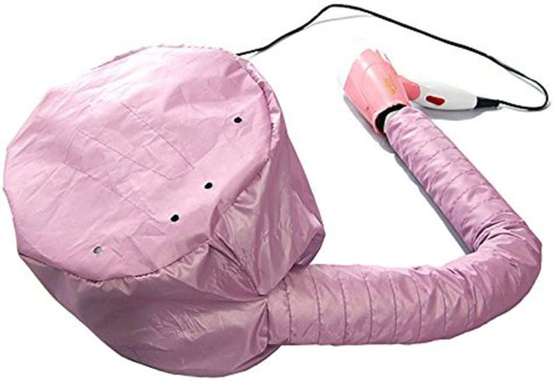 Portable Soft Hair Drying Bonnet with Adjustable Attachment for Hand Held Hair Dryer  Salon Baking Oil Mask Pink
