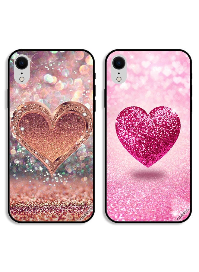 Covernex Two Cases For Apple iPhone XR Protective Covers Glitter Hearts - Image 1