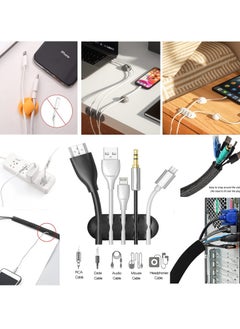 XiuWoo 3 Pack Bamboo Lid Cable Concealer Box with 23 PCS Wire Organized Clip Accessories, Great to Hide Surge Protector Desk Power Strips Cord for Office Home, TV, Black 4  - Image 5