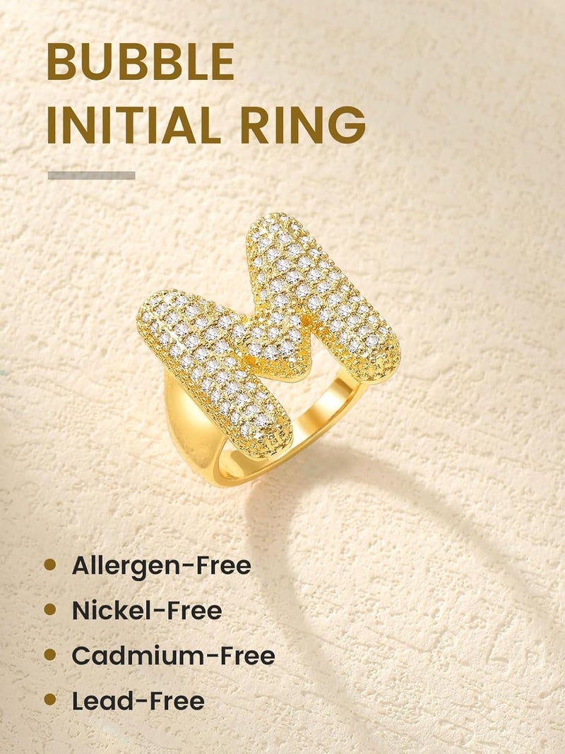 KeyStyle Bold Initial Letter Rings Adjustable, GoldChic Jewelry Women Gold Statement Ring Personalized Engraved Women’s Open Signet Ring for Party (Gold, White Gold, Black) - Image 4