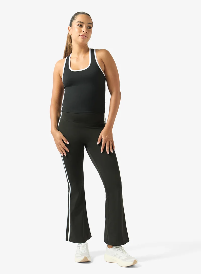 Frwd High Rise Flared Leggings with Side Stripes