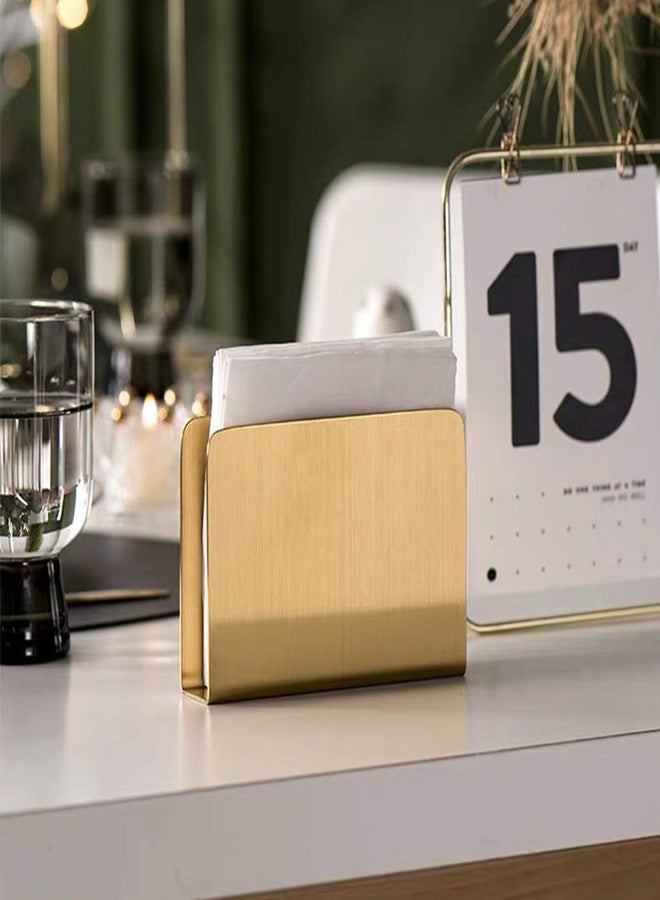 Cohpoh Gold Napkin Holder Freestanding Steel Tissue Dispenser Paper Napkin Holder for Dining Table Kitchen Countertop Guest Towel (Square) - Image 3