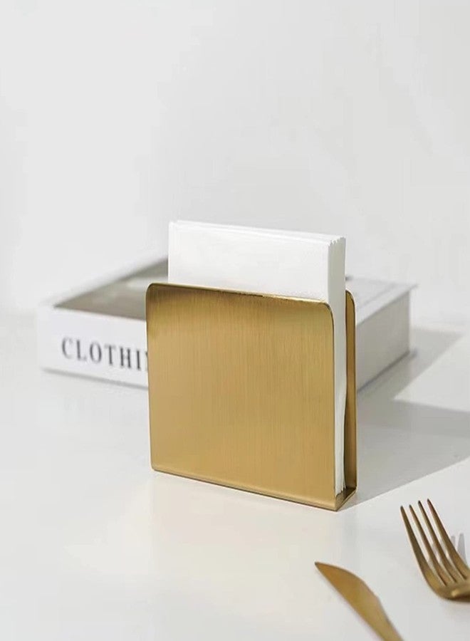 Cohpoh Gold Napkin Holder Freestanding Steel Tissue Dispenser Paper Napkin Holder for Dining Table Kitchen Countertop Guest Towel (Square) - Image 4